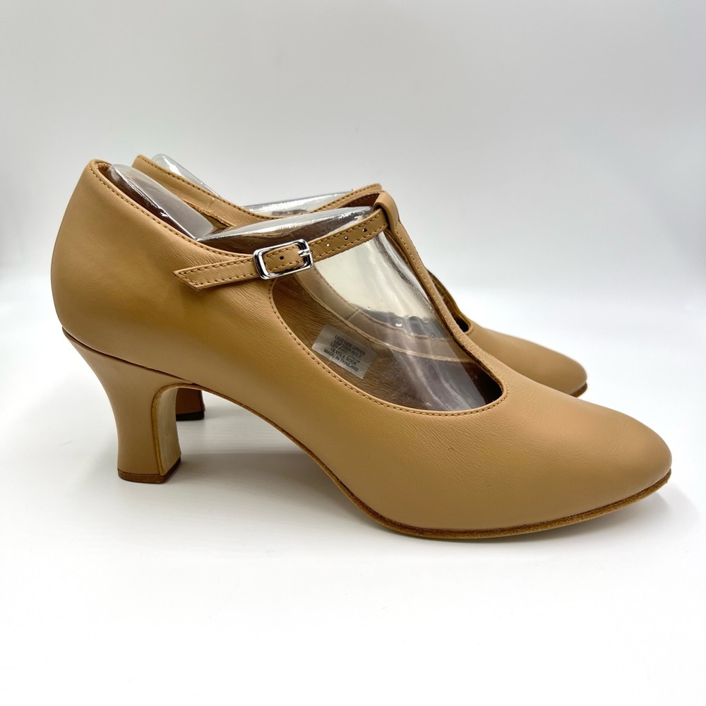 Bloch Womens S0385L Chord T-Bar Strap 3" Caramel Tan Leather Dance Shoes 11.5